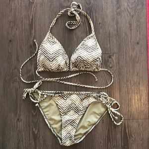 White and Light Green Bikini